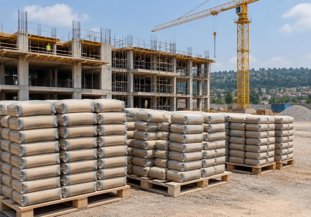 Cement supplies at a construction site